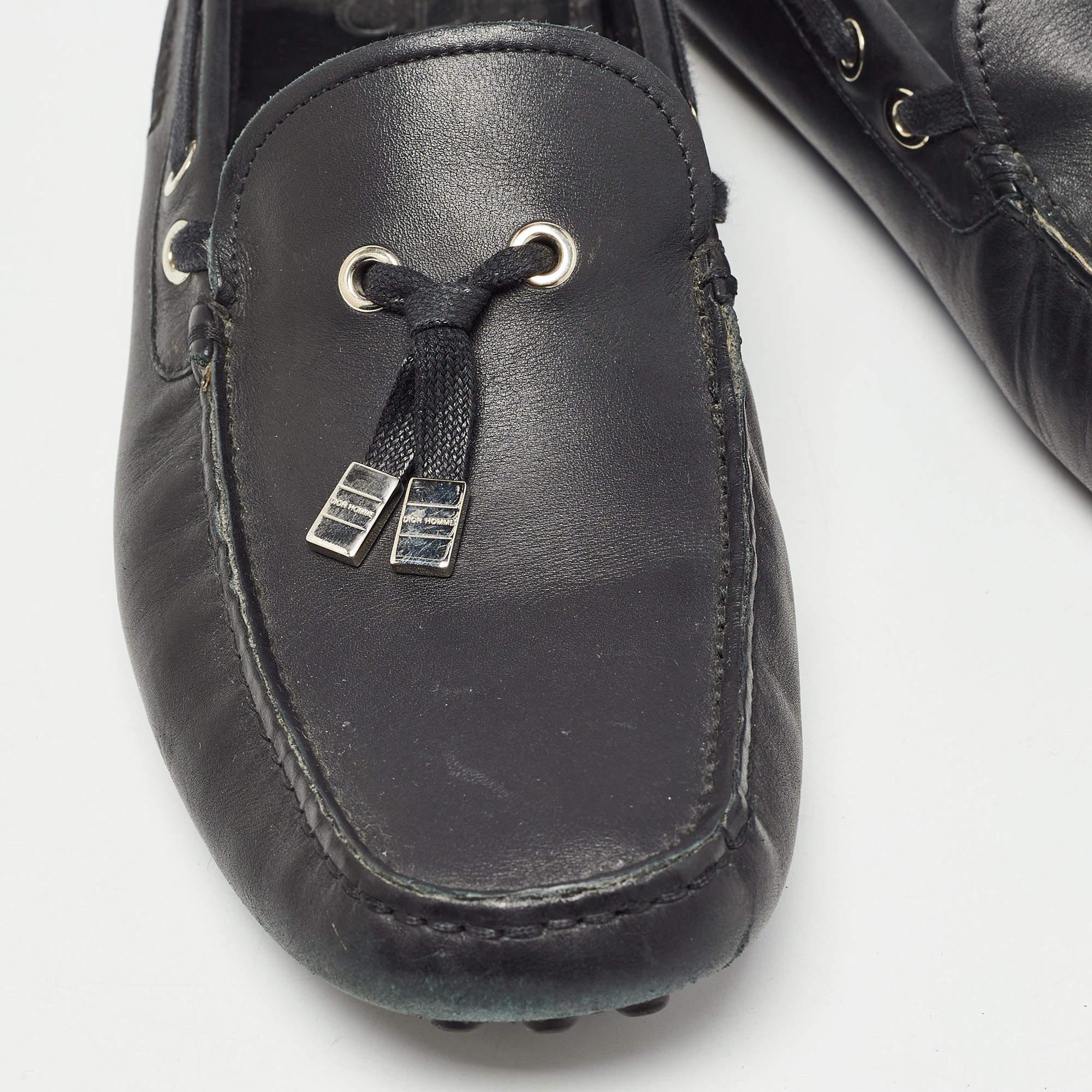 Dior Black Leather Slip On Loafers Size 41 4