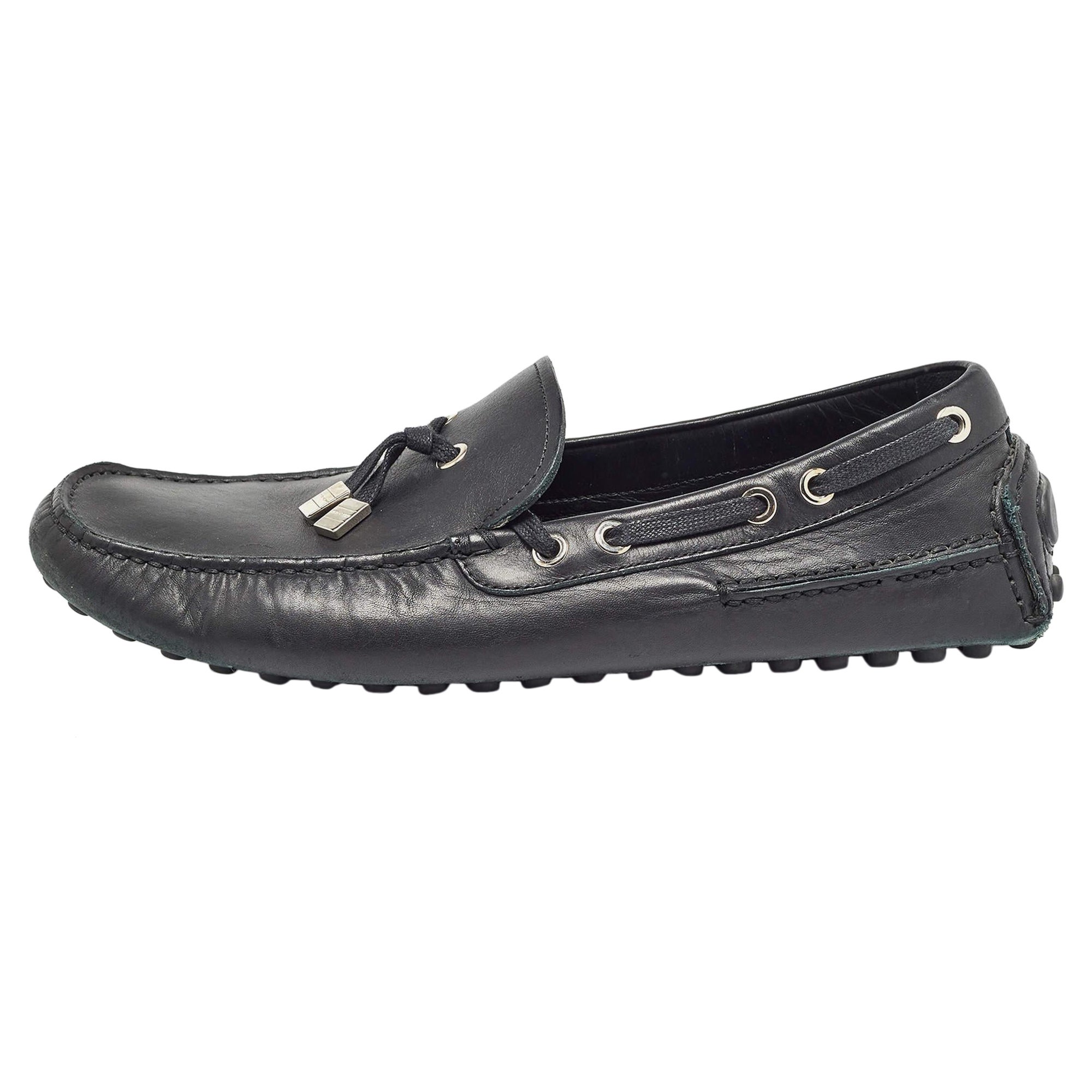 Dior Black Leather Slip On Loafers Size 41