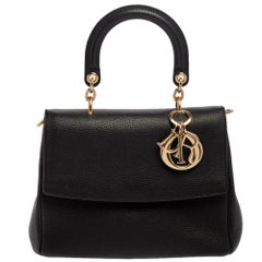 Dior Black Leather Small Be Dior Flap Top Handle Bag