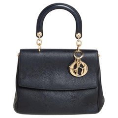 Dior Black Leather Small Be Dior Flap Top Handle Bag