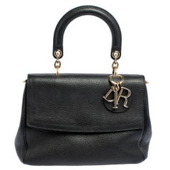 Dior Black Leather Small Be Dior Flap Top Handle Bag