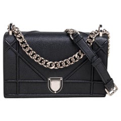 Dior Black Leather Small Diorama Flap Shoulder Bag