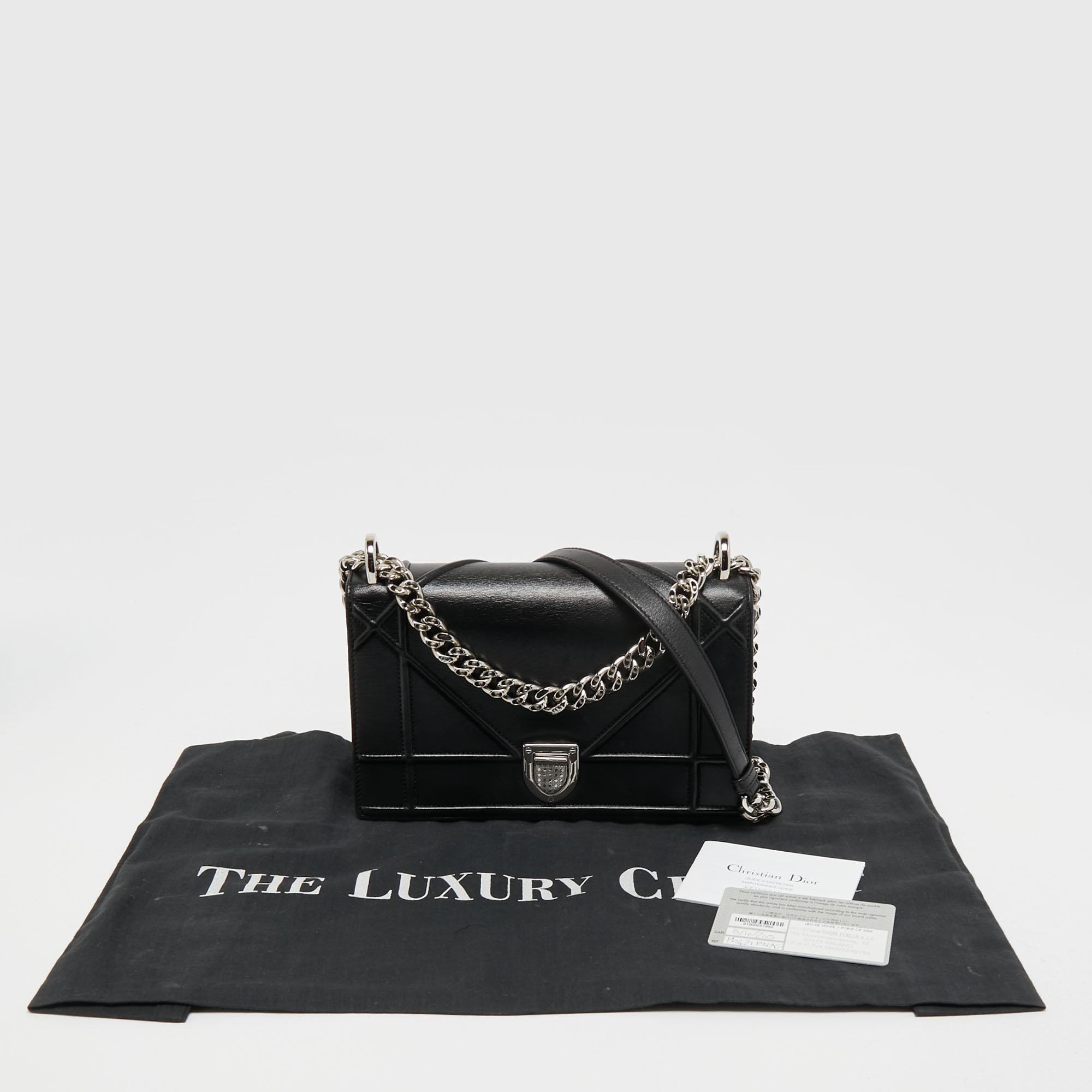 Dior Black Leather Small Diorama Shoulder Bag 9