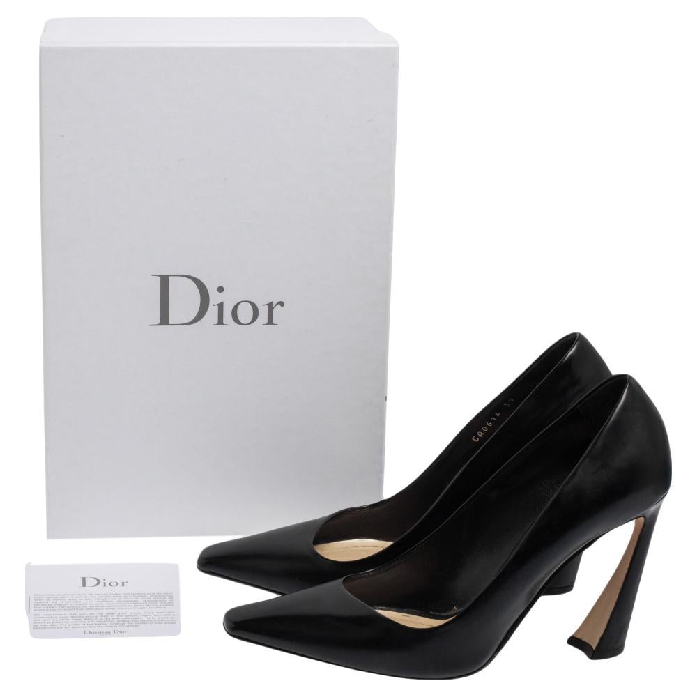 Women's Dior Black Leather Square Toe Songe Pumps Size 39