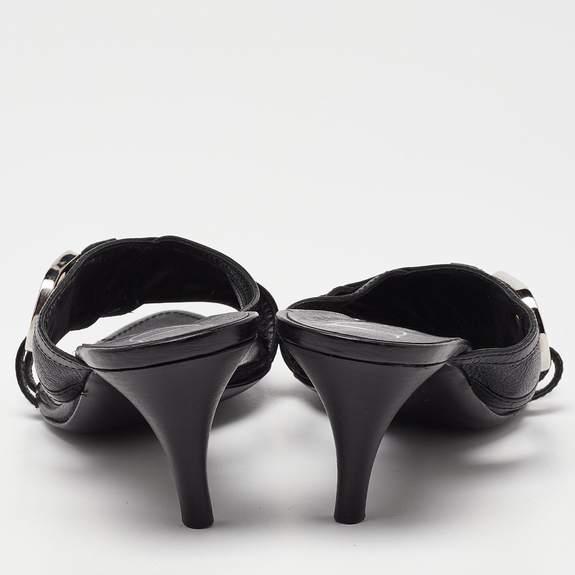 Dior Black Leather Strappy Slide Sandals Size 41 1