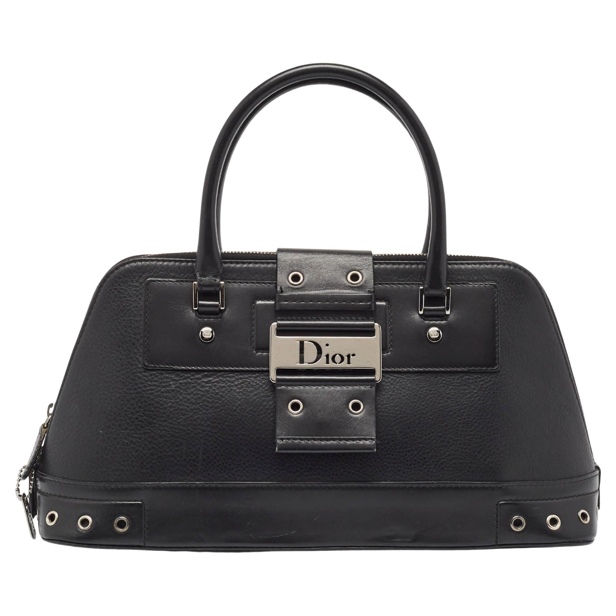 Dior Black Leather Street Chic Satchel For Sale