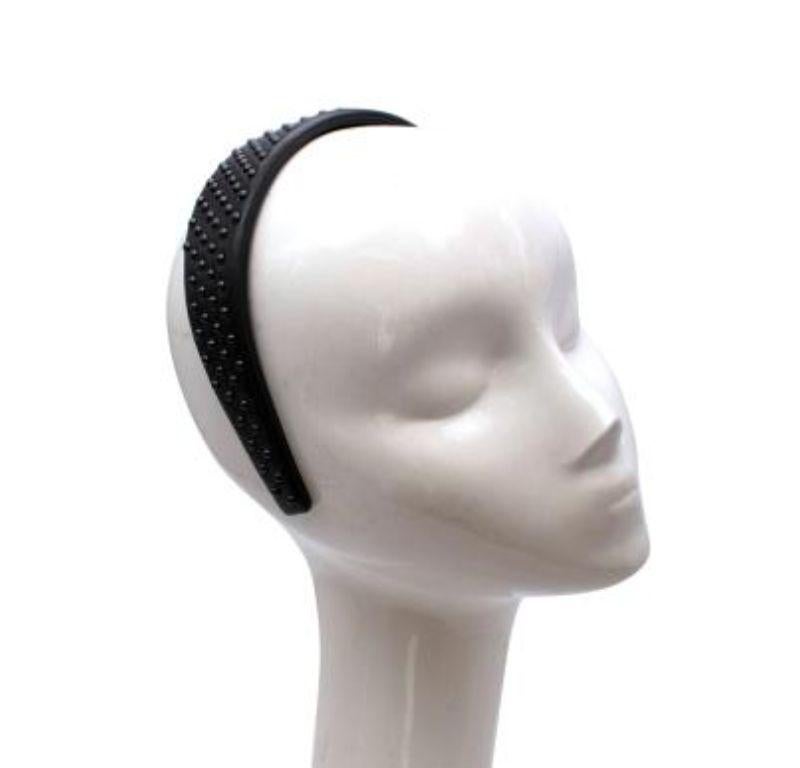 Dior Black Leather Studded Headband

- Wide leather headband with gunmetal flat studs 
- Smooth black leather
- Circular dark grey metal studs 
- Leather lined 

PLEASE NOTE, THESE ITEMS ARE PRE-OWNED AND MAY SHOW SIGNS OF BEING STORED EVEN WHEN