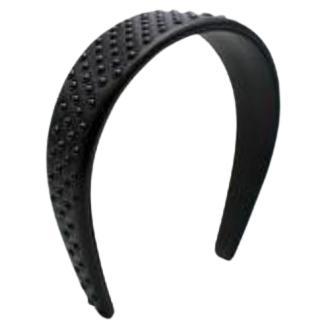 Dior Black Leather Studded Headband For Sale