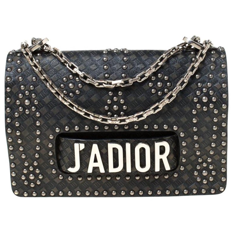 Dior Addict Studded Leather Flap Bag in Black
