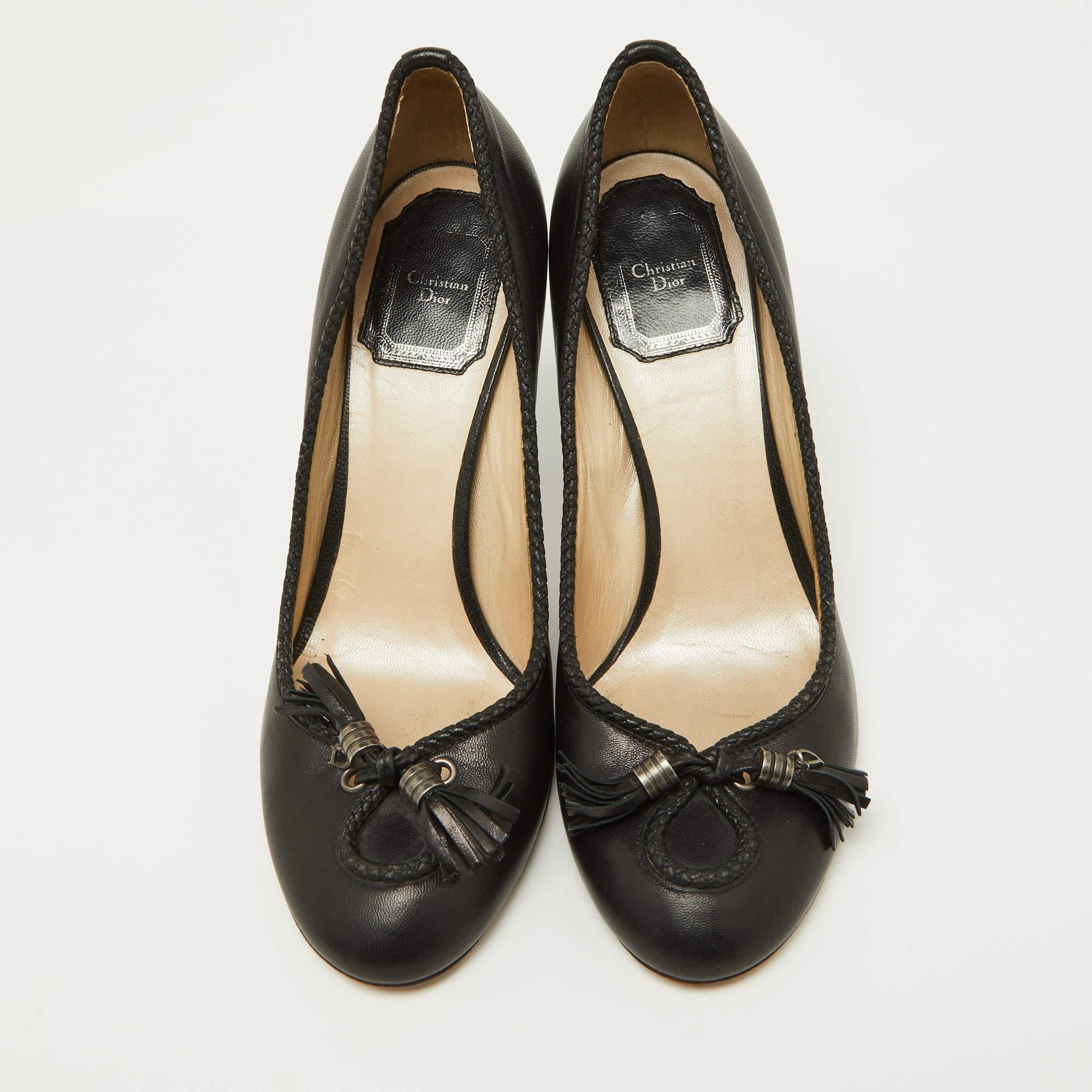Nero Dior - Décolleté con nappe in pelle nera - misura 36,5 in vendita