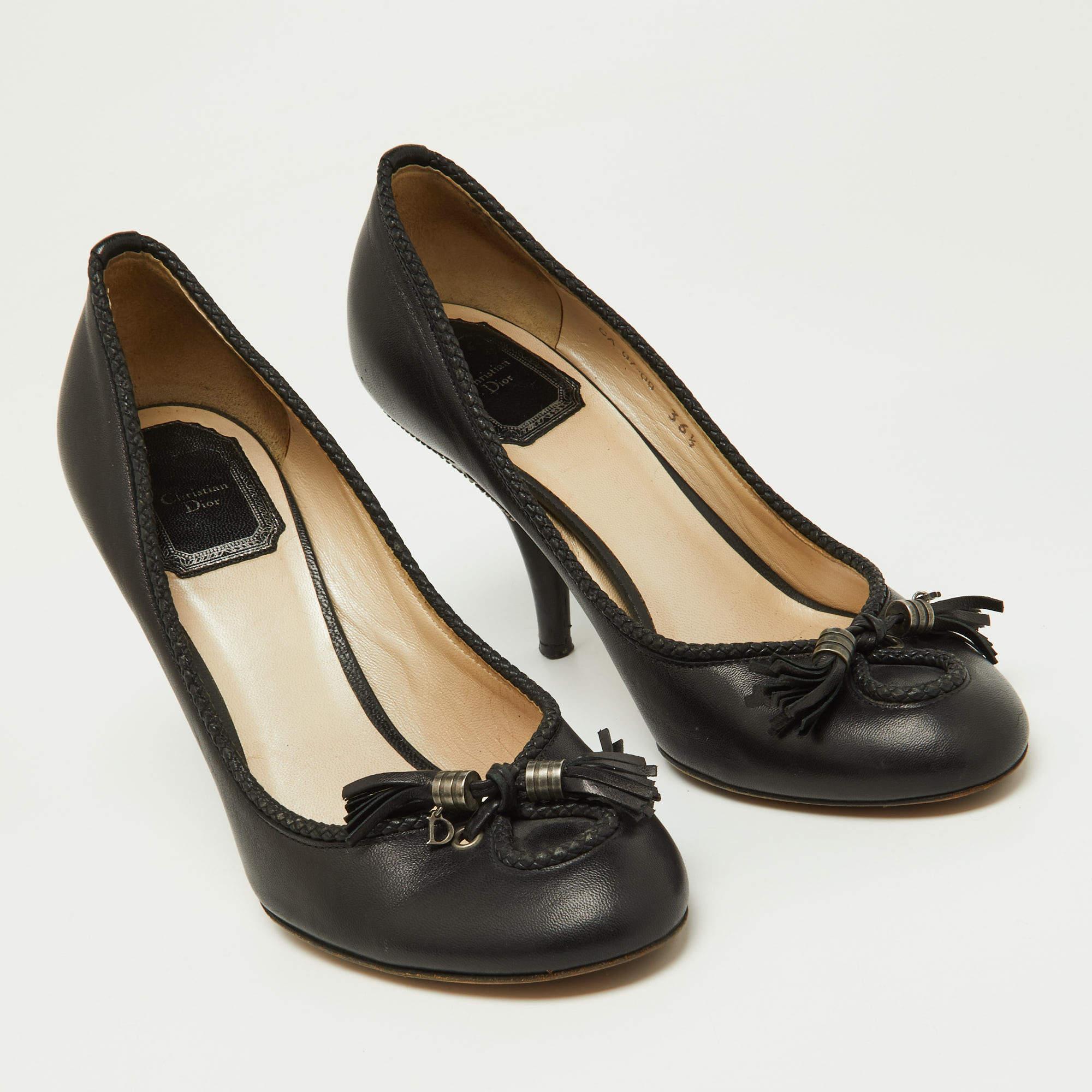 Dior - Décolleté con nappe in pelle nera - misura 36,5 In condizioni buone in vendita a Dubai, Al Qouz 2
