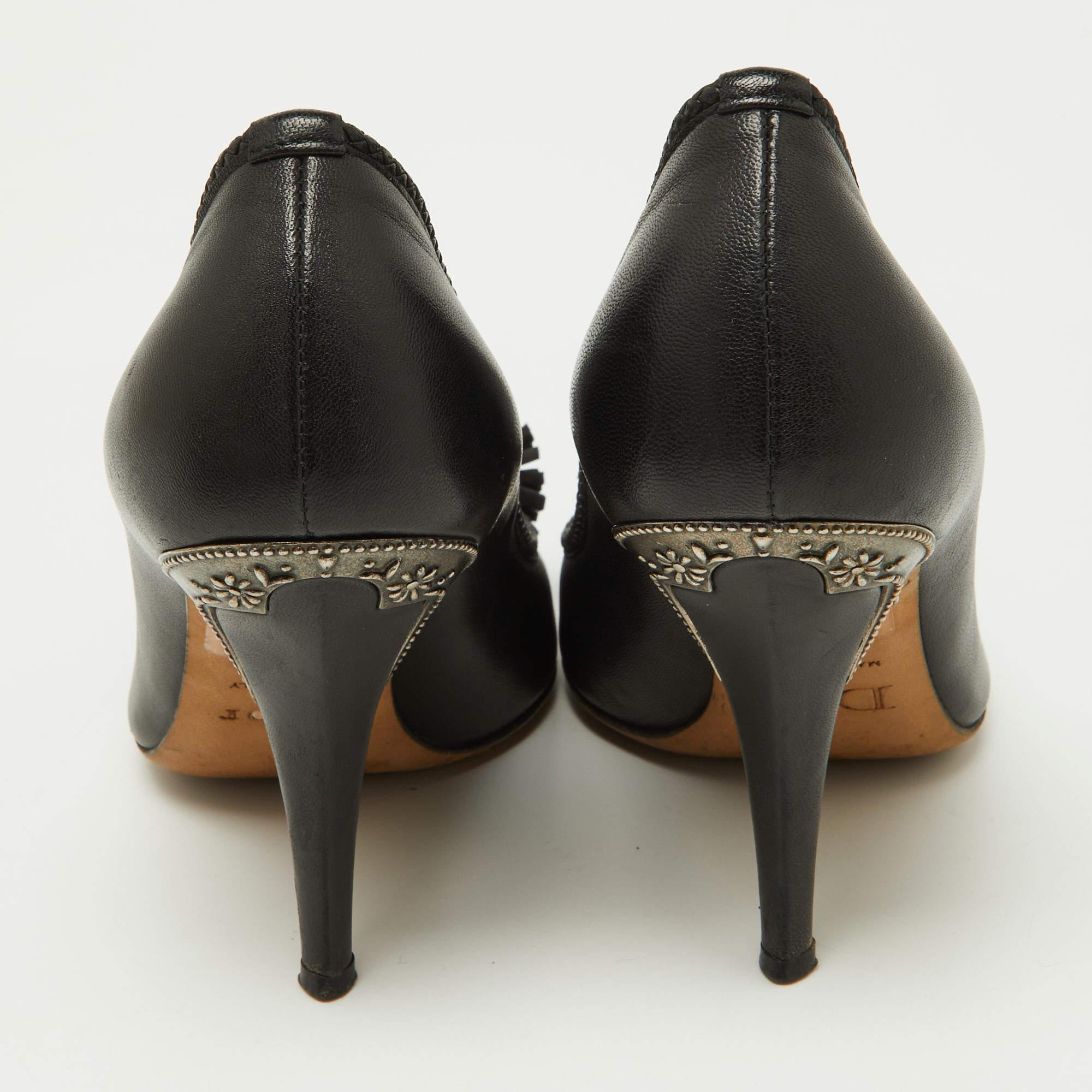 Donna Dior - Décolleté con nappe in pelle nera - misura 36,5 in vendita