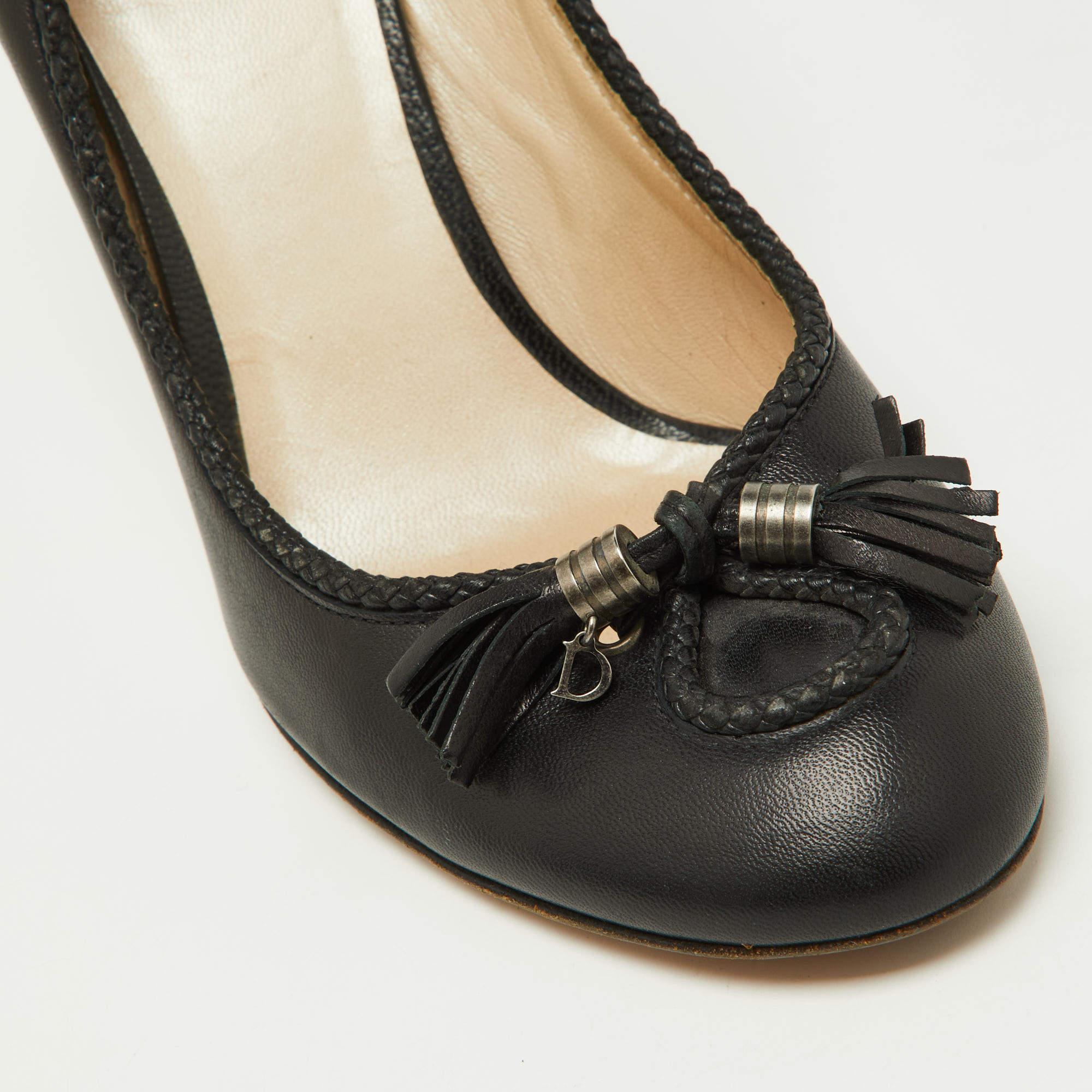 Dior - Décolleté con nappe in pelle nera - misura 36,5 in vendita 3