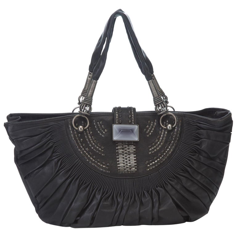 black leather tote on sale Dior Black Leather Tote Bag For Sale at 1stdibs