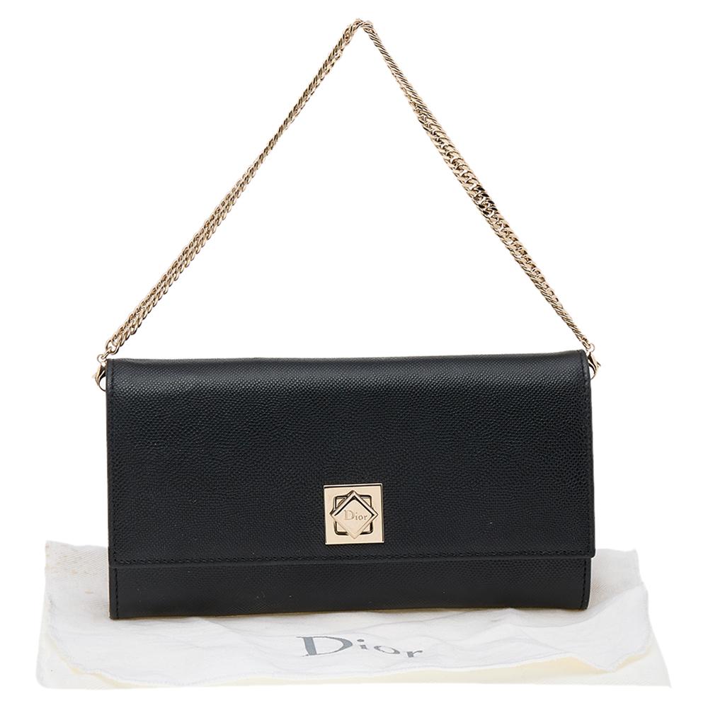 Dior Black Leather Turn Me Dior Wallet on Chain 4