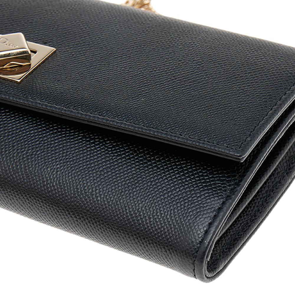 Dior Black Leather Turn Me Dior Wallet on Chain 2