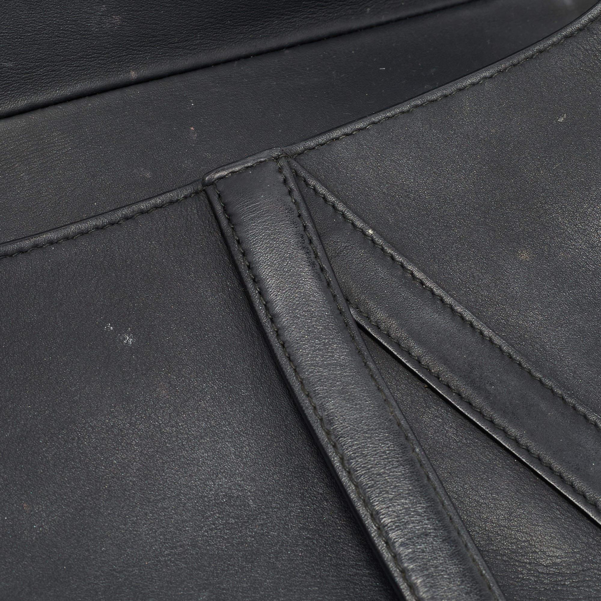 Dior Black Leather Ultra Matte Saddle Bag 12