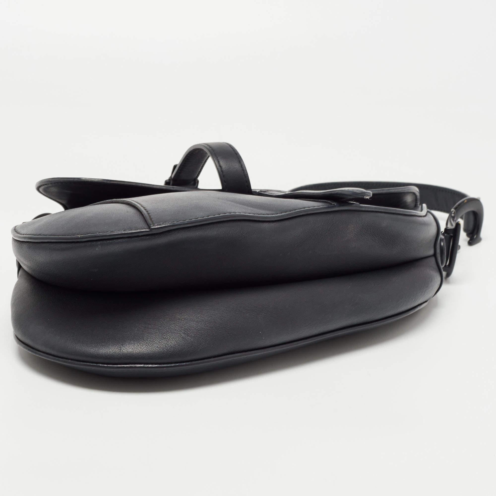 Women's Dior Black Leather Ultra Matte Saddle Bag