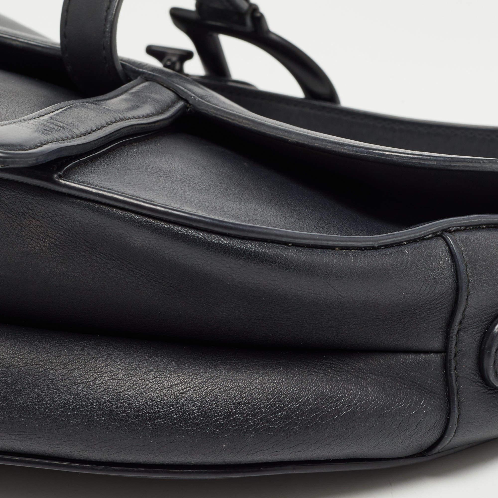 Dior Black Leather Ultra Matte Saddle Bag 1