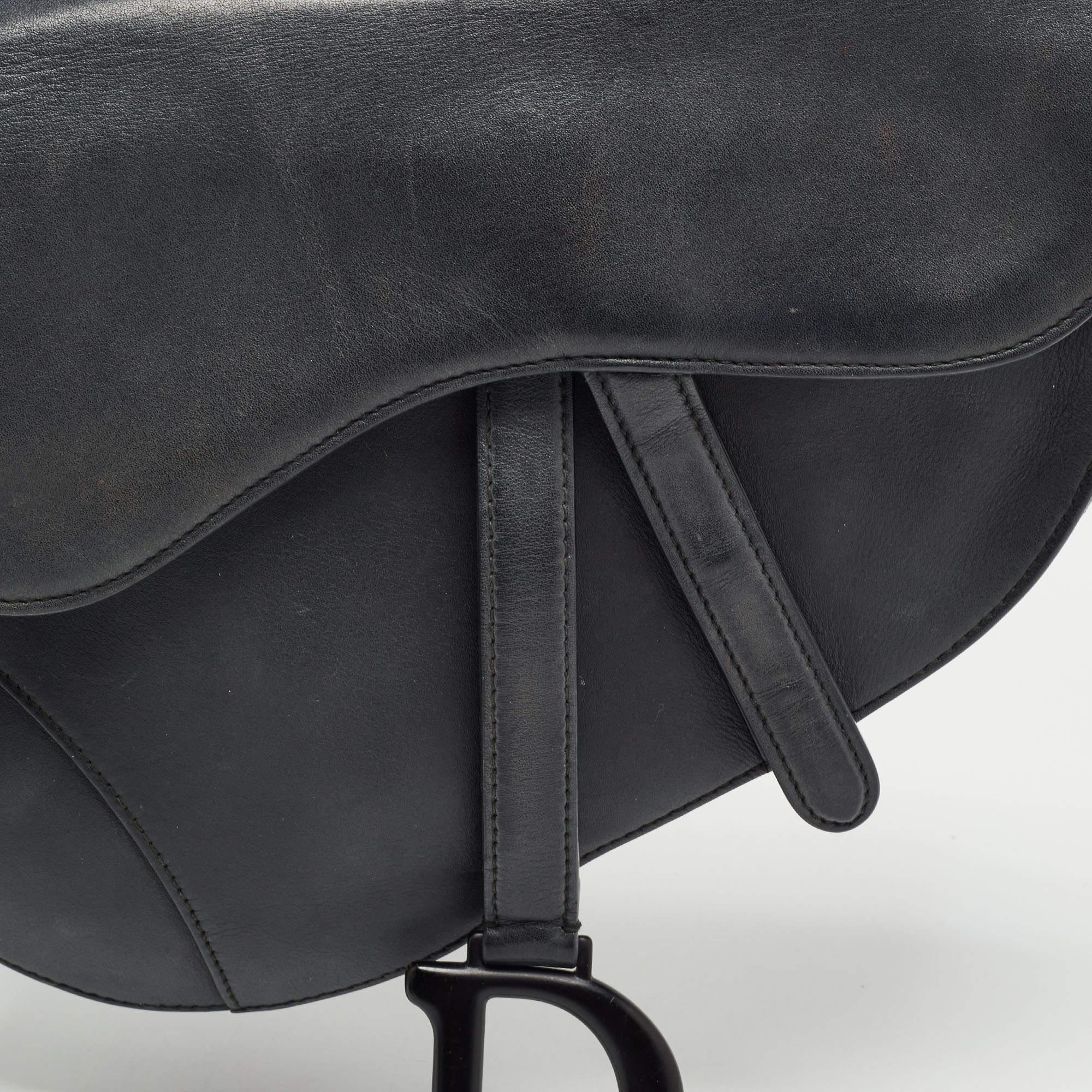 Dior Black Leather Ultra Matte Saddle Bag 3