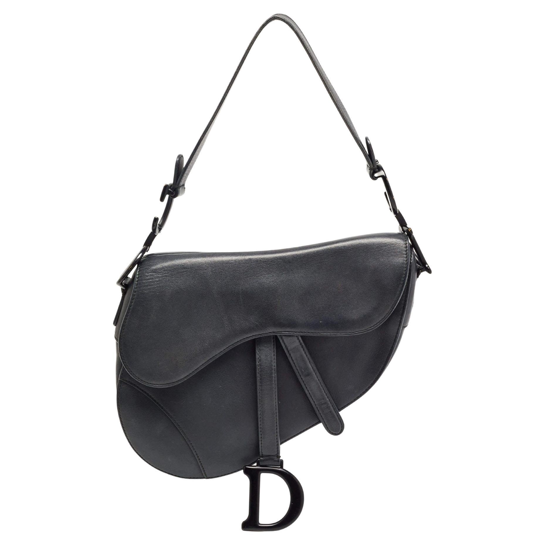 Dior Black Leather Ultra Matte Saddle Bag