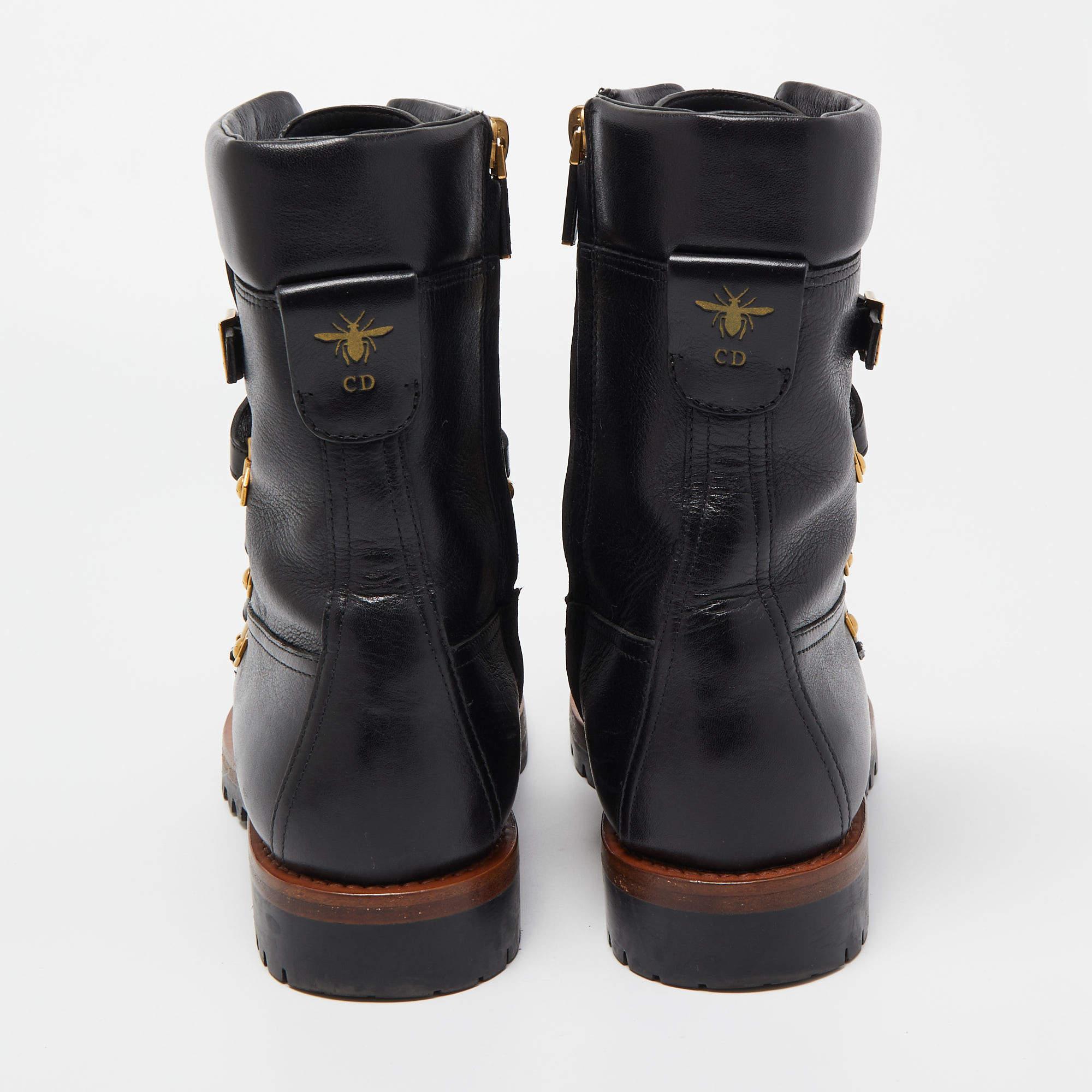 Dior Black Leather Wildior Ankle Boots Size 39 In Good Condition In Dubai, Al Qouz 2