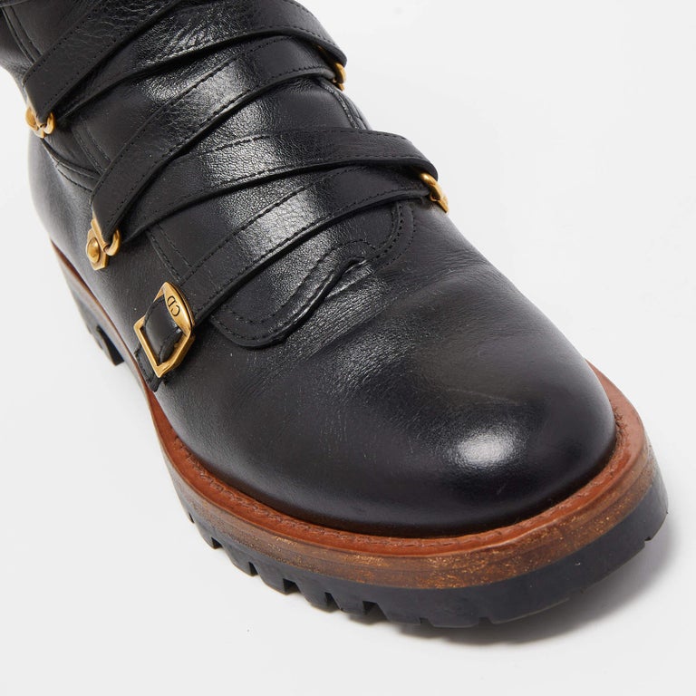 Dior Black Leather Wildior Ankle Boots Size 39 at 1stDibs
