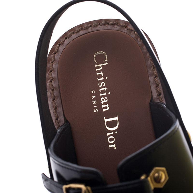 Dior Black Leather Wildior Flat Sandals Size 39 1