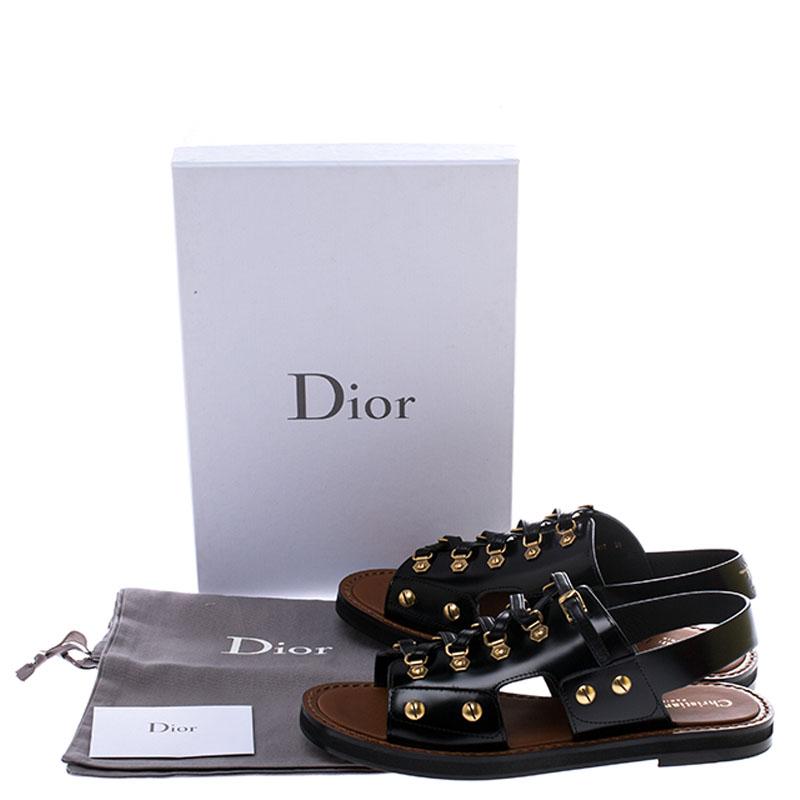 Dior Black Leather Wildior Flat Sandals Size 39 2