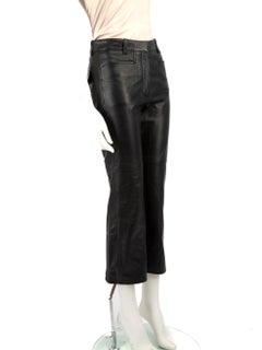 Dior Black Leather Zipped Detail Trousers Size XS
