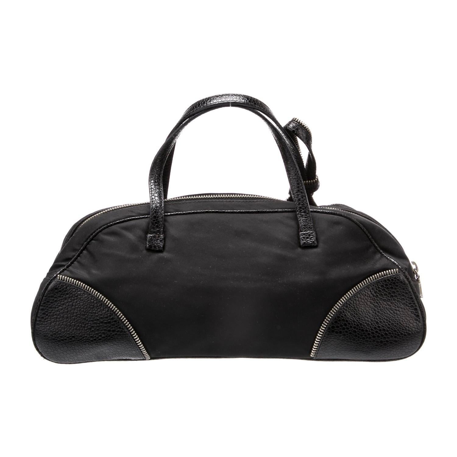 Women's Christian Dior Black Leather Zipper Embossed Boston Bag For Sale