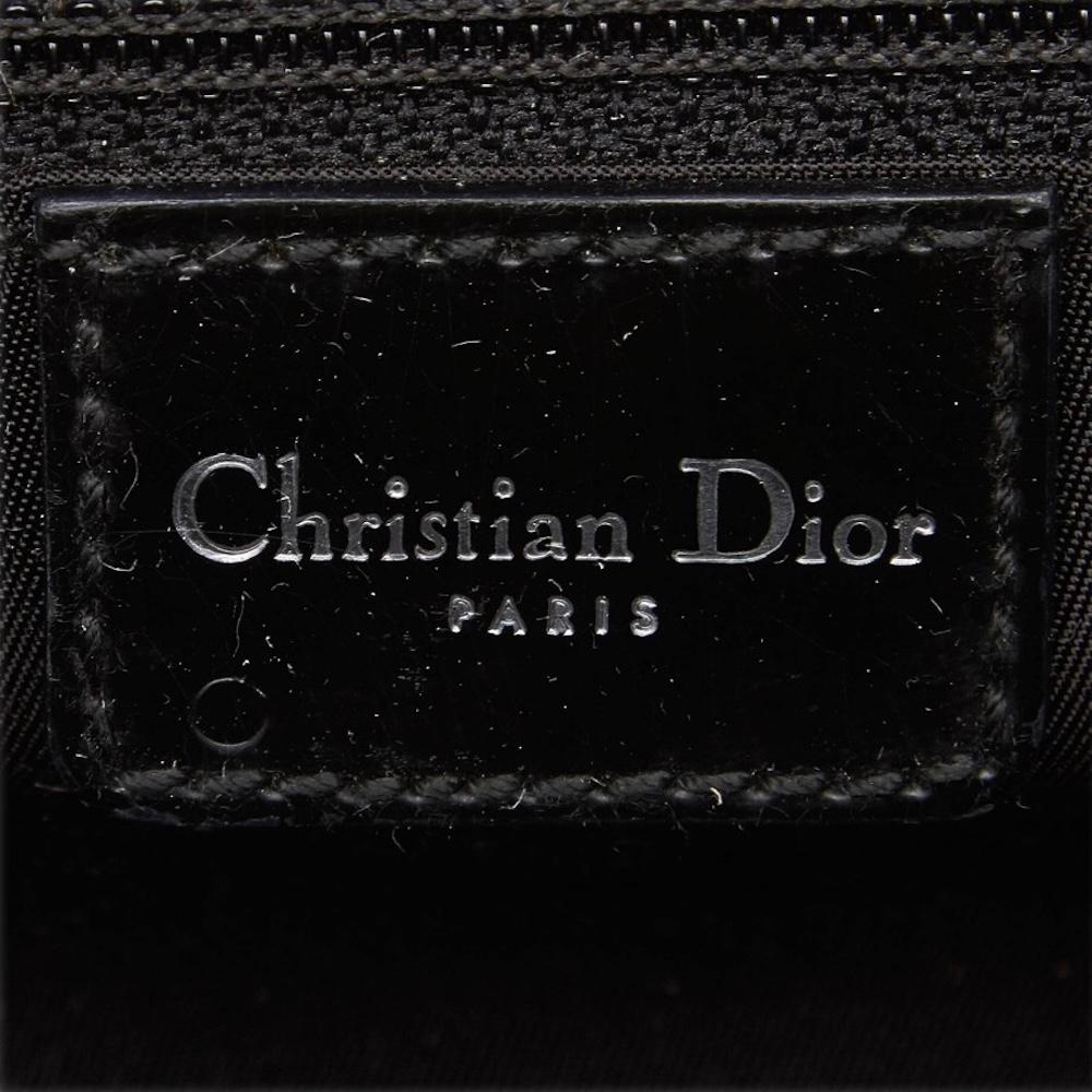 Christian Dior Black Leather Zipper Embossed Boston Bag For Sale 3