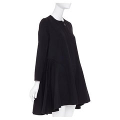DIOR black  lightweight double faced 100% cashmere flared hem coat FR34 XS