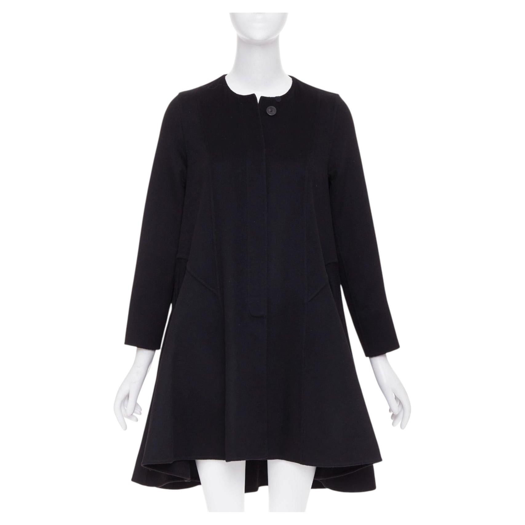 DIOR black lightweight double faced 100% cashmere flared hem coat FR34 XS