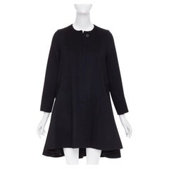 DIOR black  lightweight double faced 100% cashmere flared hem coat FR34 XS
