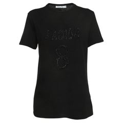 Dior Black Logo Embellished Cotton Blend Half Sleeve T-Shirt M Dior Black Logo Embellished Cotton Blend Half Sleeve T-Shirt M