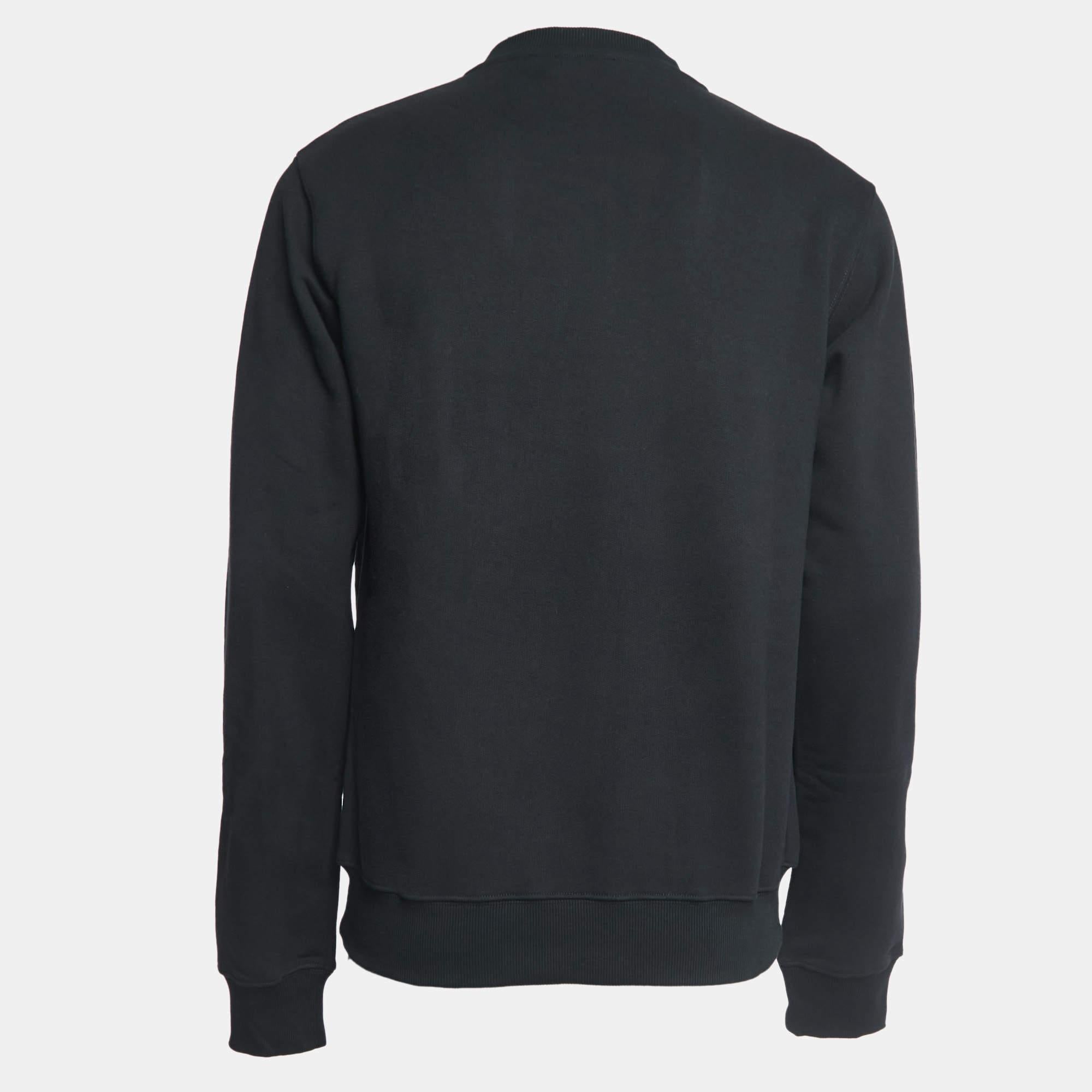 Dior Black Logo Embroidered Cotton Crew Neck Sweatshirt S For Sale 1