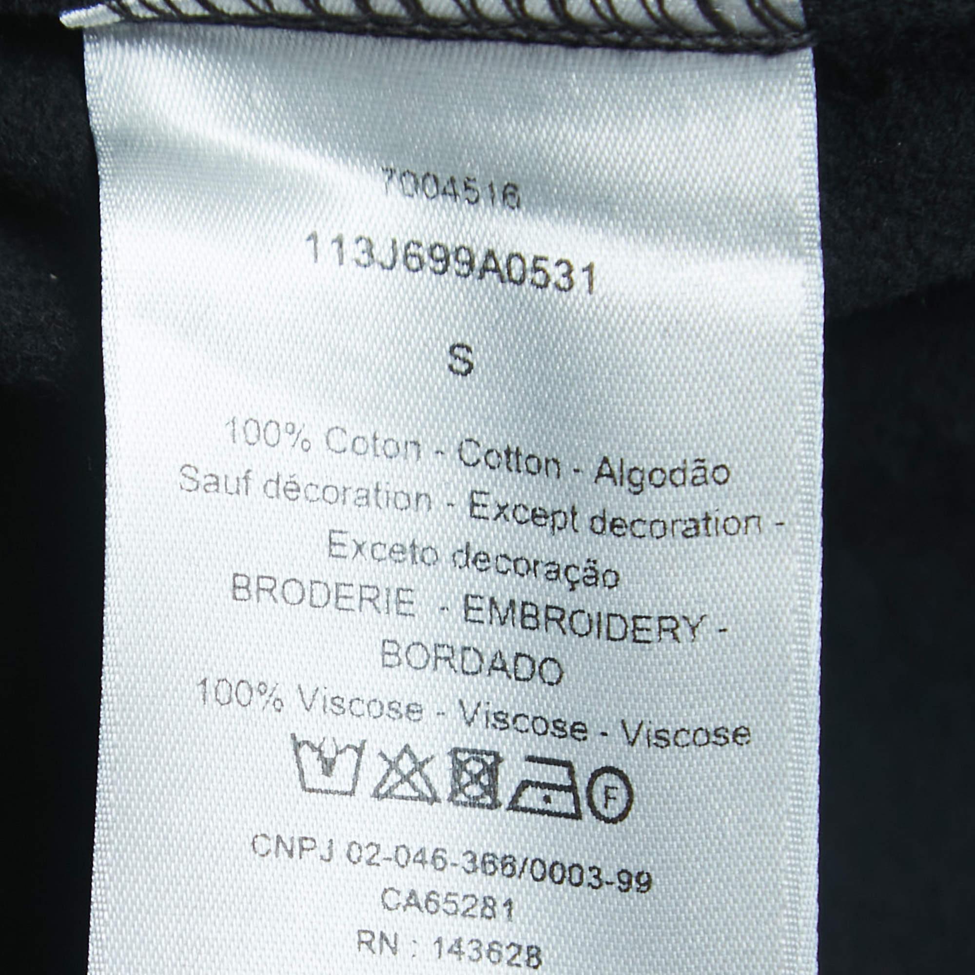 Dior Black Logo Embroidered Cotton Crew Neck Sweatshirt S For Sale 2