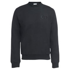 Used Dior Black Logo Embroidered Cotton Crew Neck Sweatshirt S
