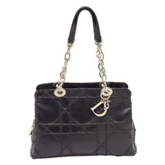 Dior Black Macrocannage Leather Soft Chain Tote