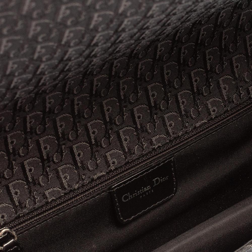 Dior D'Trick Baguette Tasche aus schwarzem/maronfarbenem Brogue-Leder und schrägem Segeltuch 6