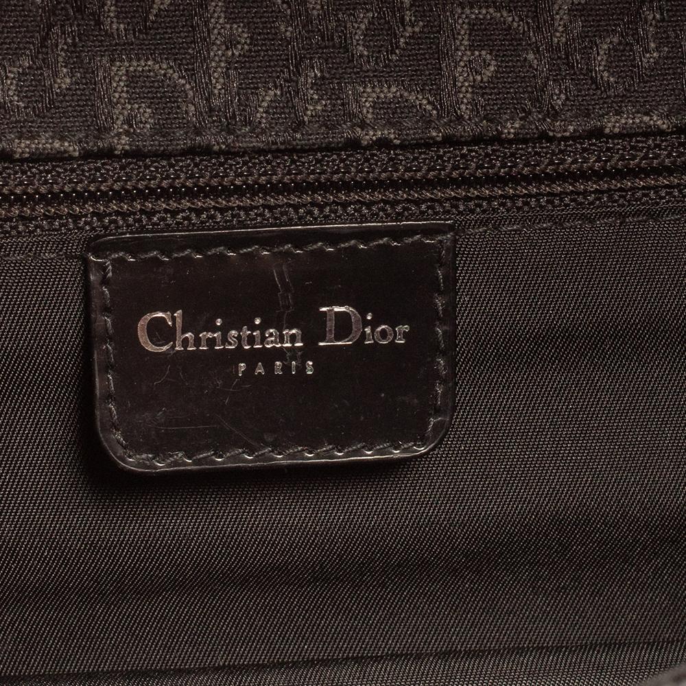 Dior D'Trick Baguette Tasche aus schwarzem/maronfarbenem Brogue-Leder und schrägem Segeltuch 3