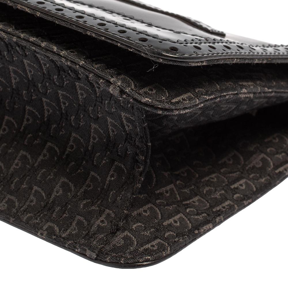 Dior Black/Maroon Brogue Leather and Oblique Canvas D’Trick Baguette Bag 3