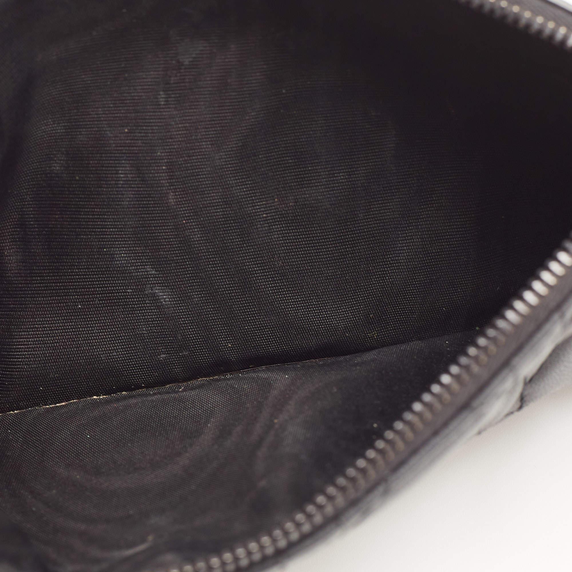 Dior Black Matte Cannage Leather Zip Pouch For Sale 8
