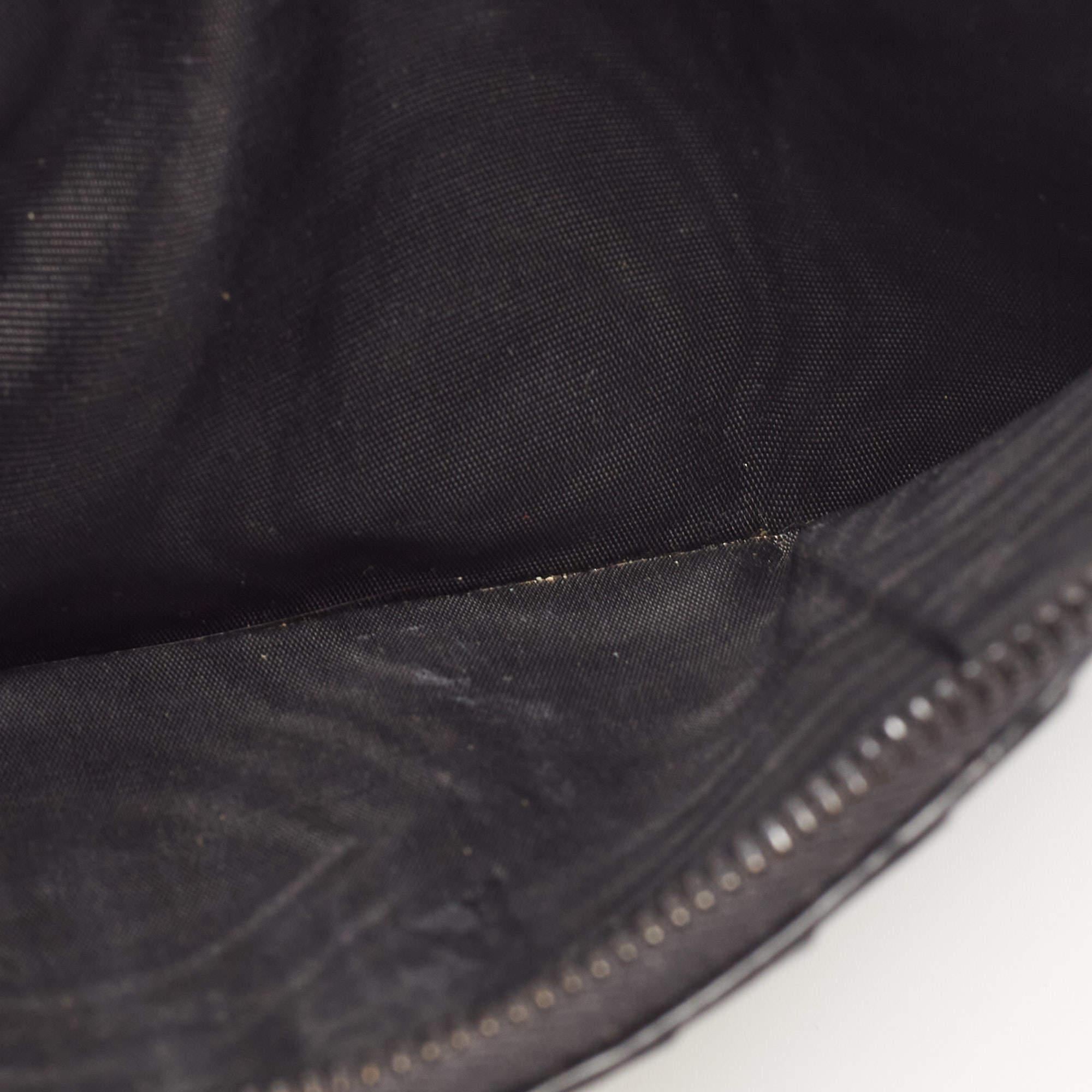 Dior Black Matte Cannage Leather Zip Pouch en vente 9