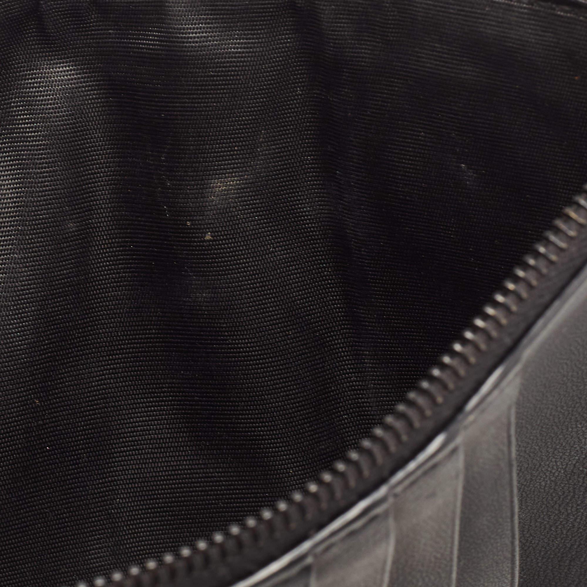 Dior Black Matte Cannage Leather Zip Pouch en vente 10