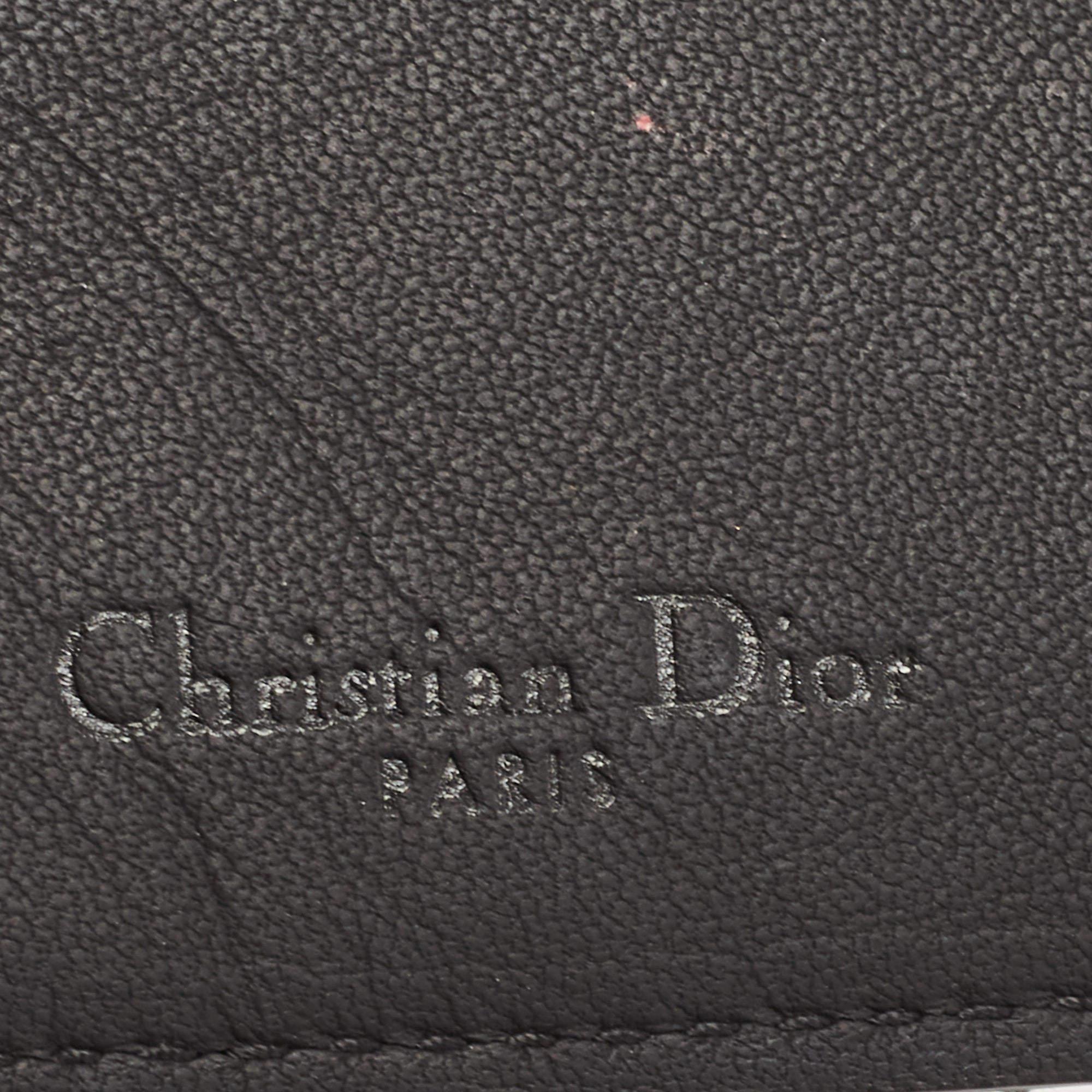 Dior Black Matte Cannage Leather Zip Pouch For Sale 5