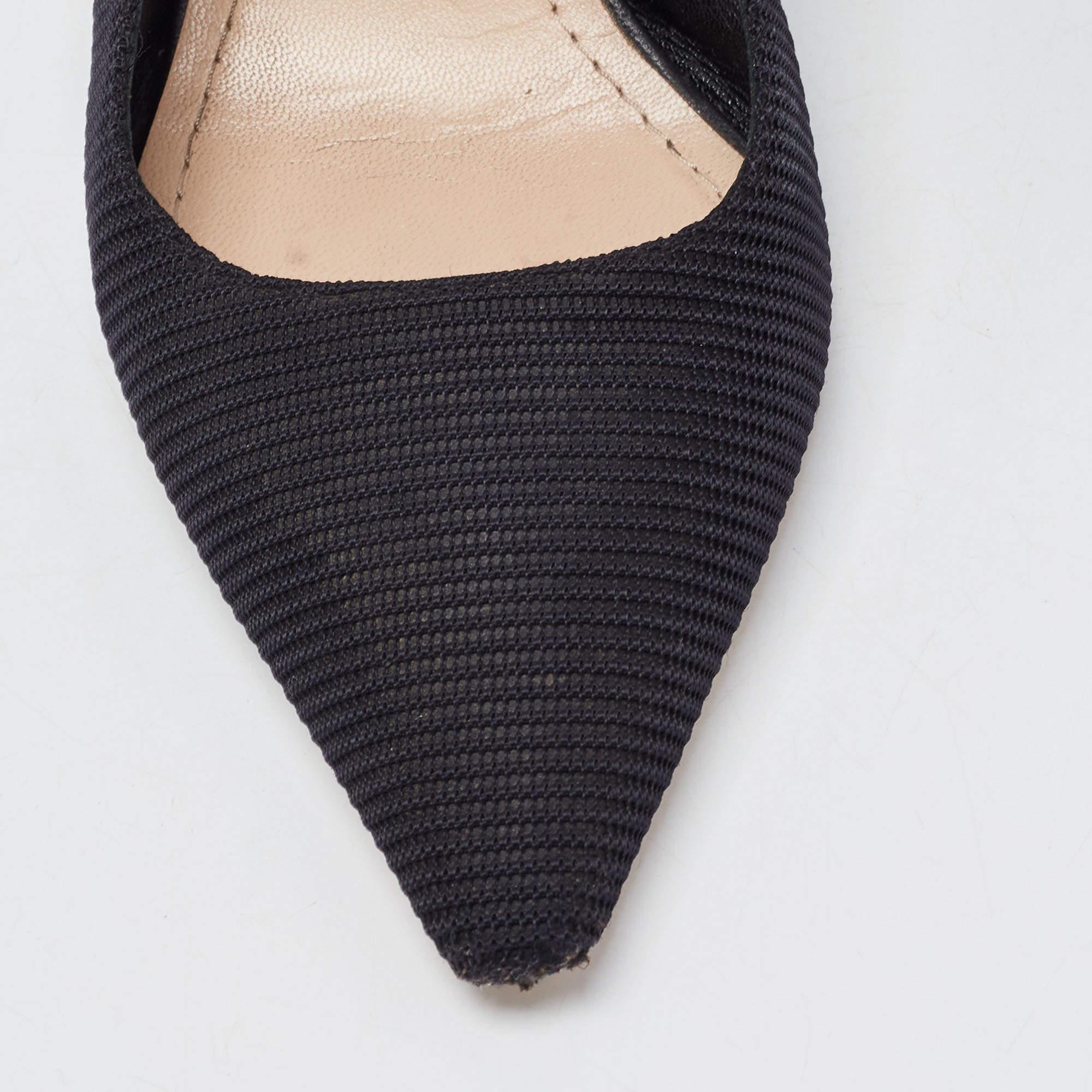 Dior Black Mesh and Leather Jadior Slingback Pumps Size 39.5 1