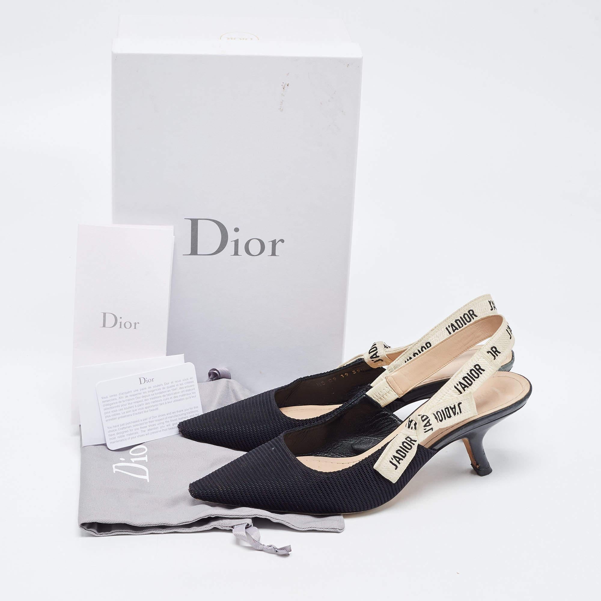 Dior Black Mesh and Leather Jadior Slingback Pumps Size 39.5 5