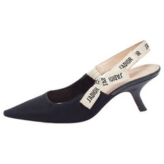 Dior Black Mesh and Leather Jadior Slingback Pumps Size 39.5
